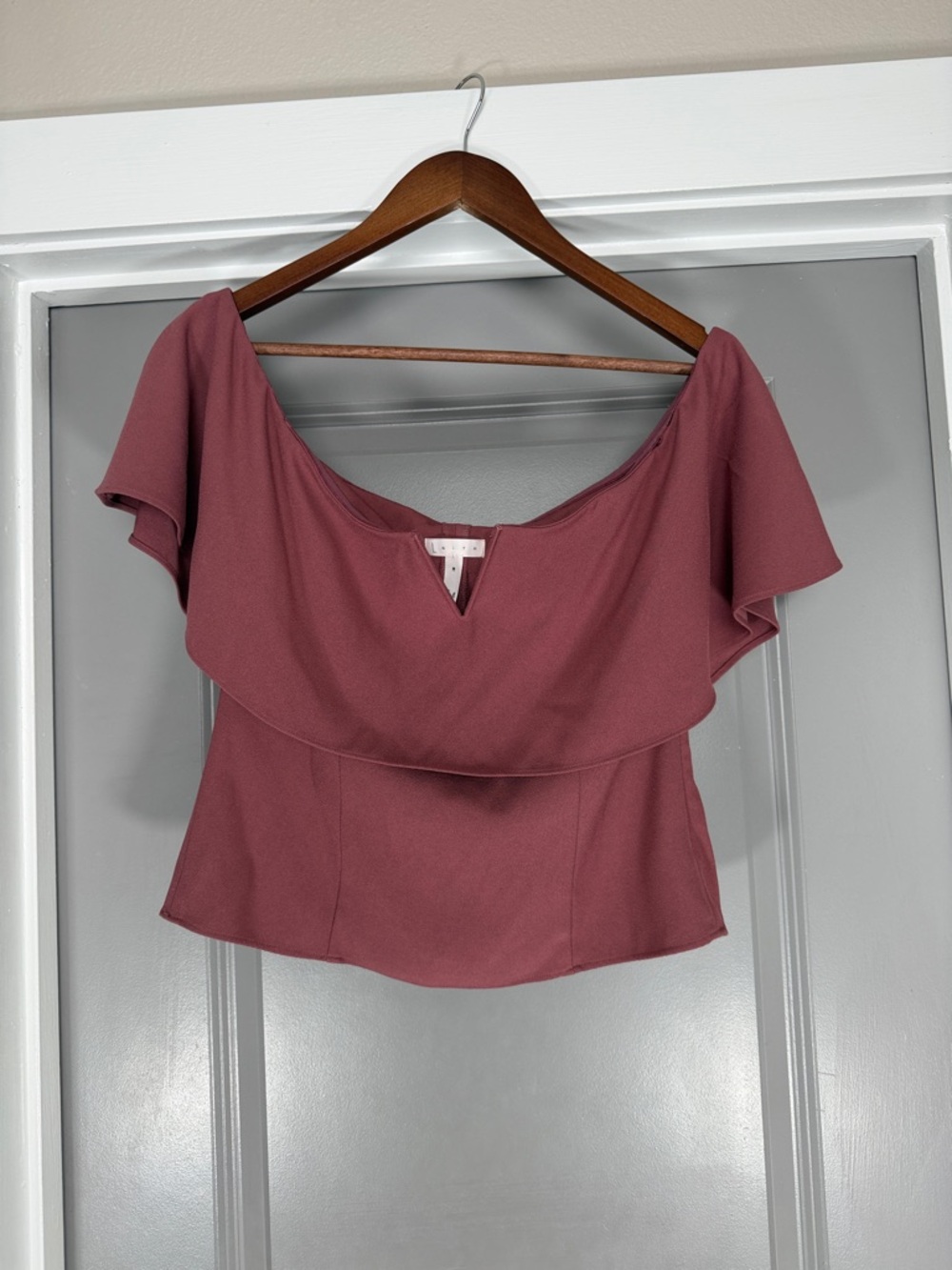 Leith Mauve Off-Shoulder Ruffle Blouse